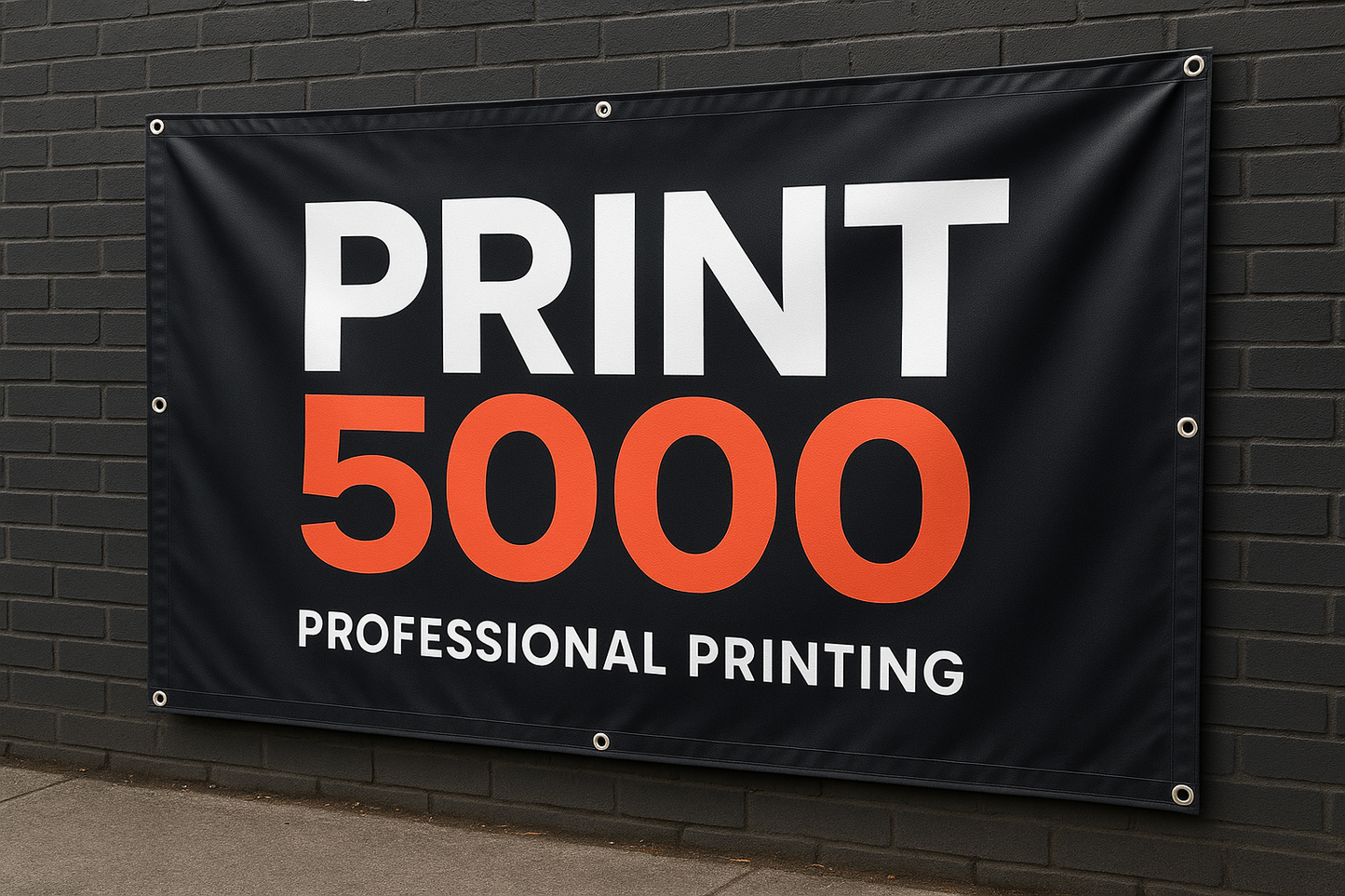 outdoor viny banner with PRINT 5000 LOGO